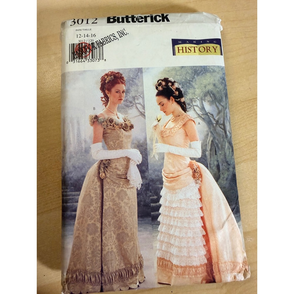 Uncut Butterick 3012 Pattern Sz 12-14-16 Victorian Edwardian Bridgerton History